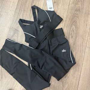 Yoga Women's Black High-Waist Leggings & Sports Bra Set